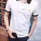 Áo thun polo nam có cổ tay ngắn vải thun cotton co giãn thêu họa tiết