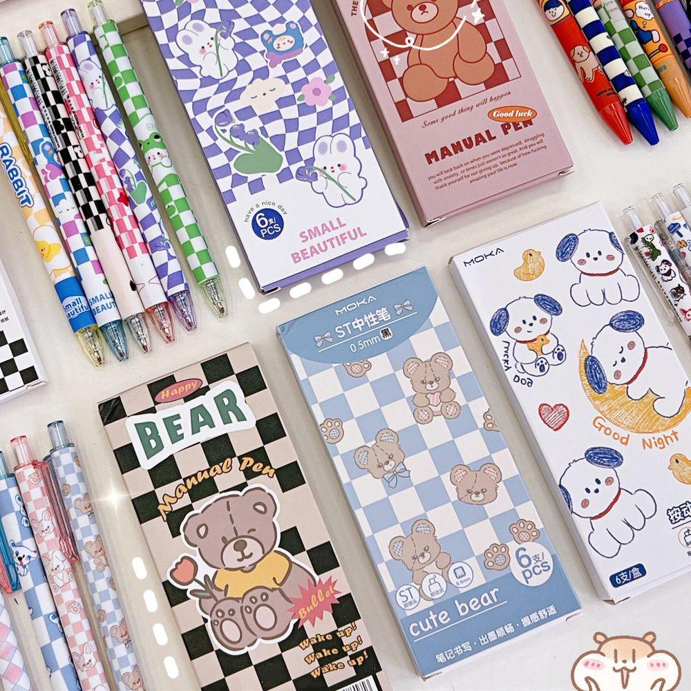 Bút Mực Gel Họa Tiết Hoạt Hình Gấu / Cún Trung Tính Dùng Làm Quà Tặng Cho Học Sinh