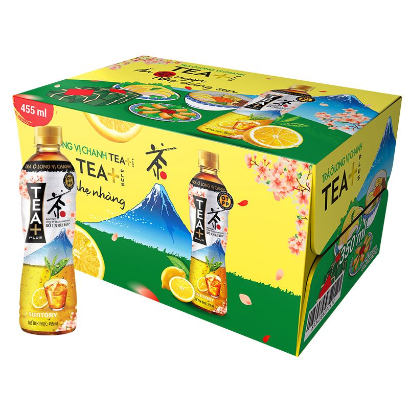 Thùng 24 Chai Trà OLong Vị Chanh Tea Plus 455ml/Chai