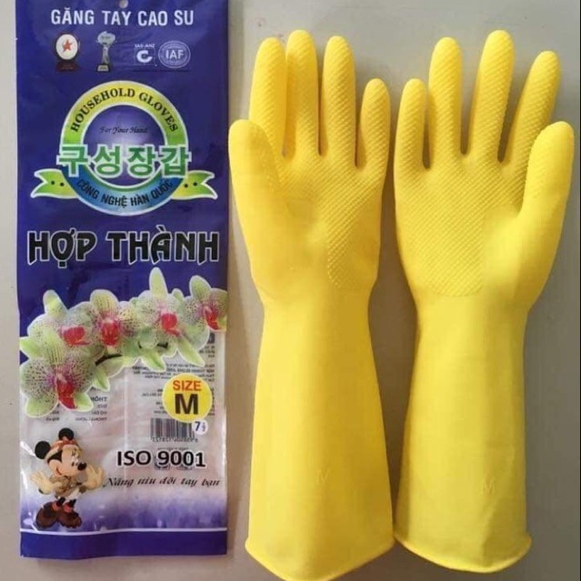 Bịch 10 đôi găng tay cao su Hợp Thành dài 32cm size S - M - L, găng tay rửa chén rửa bát, bao tay cao su rửa chén