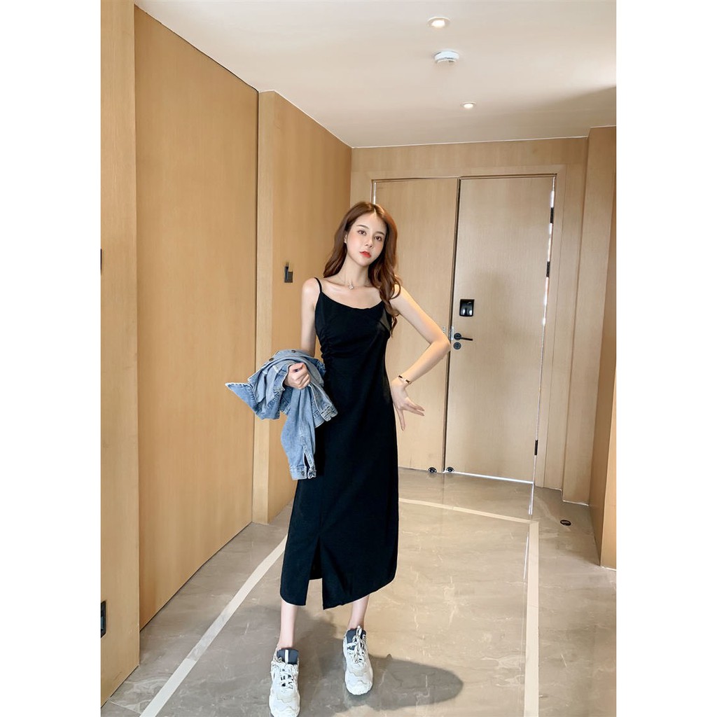 D51 - Đầm Bigsize 2 Dây Dáng Dài Xẻ Tà