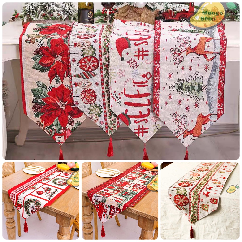 Dải khăn trải giữa bàn trang trí bàn tiệc Giáng Sinh Noel