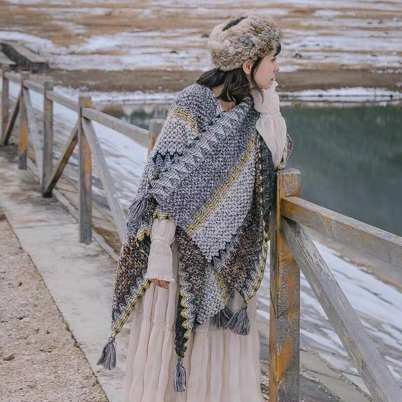 Áo Choàng cardigan Dệt Kim Phong Cách Bohemian Thời Trang Mùa Thu Cho Nữ