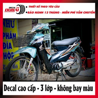 Tem Trùm Xe Wave 100 Xanh Đá Đen Độc Lạ