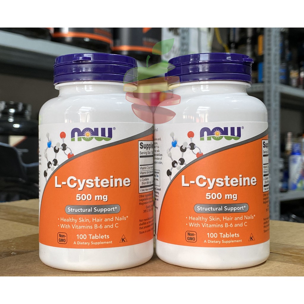 Viên Uống Now L-Cysteine 500mg Hỗ Trợ Giảm Mụn, Bổ Sung Dinh Dưỡng cho Da, Tóc, Móng - 100 viên