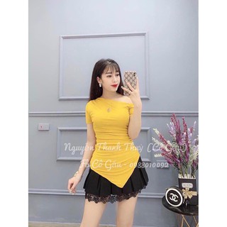 814. ÁO LỆCH VAI VẠT NHỌN TAY NGẮN