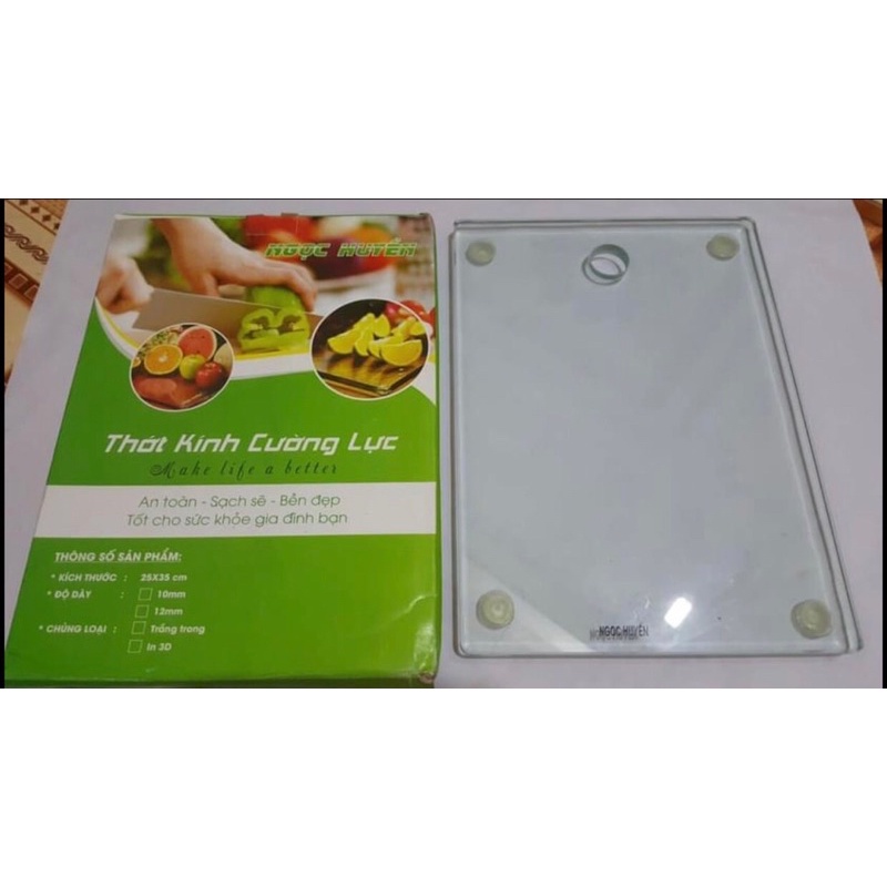 THỚT KÍNH CƯỜNG LỰC 25cm x 35cm x 12 ly