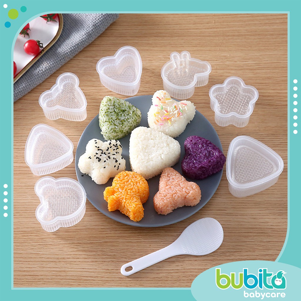 Khuôn cơm cho bé khuôn làm cơm nắm bento cho trẻ ăn dặm hình tam giác làm sushi onigiri nhật bản NCDS03-SET4KHUON