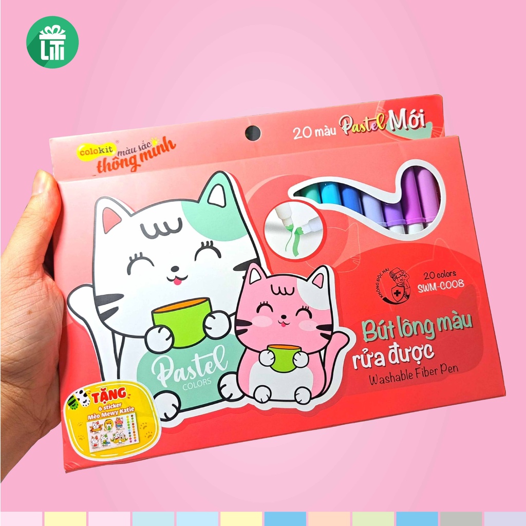 Bộ bút Fiber Pen 20 màu Pastel Thiên Long - Super Tips (Colokit SWM-C008)