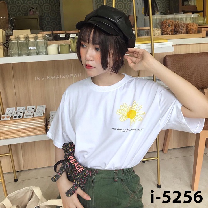 Áo Thun Unisex Nữ Bông Hoa In Hai Mặt HOT TREND