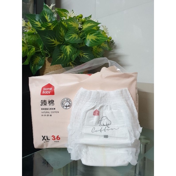 [MUA 2 BỊCH TẶNG 1 KHĂN ƯỚT HOMEBABY] Tã/Bỉm Quần HomeBaby Natural Cotton L39/XL36/XXL33/XXXL30