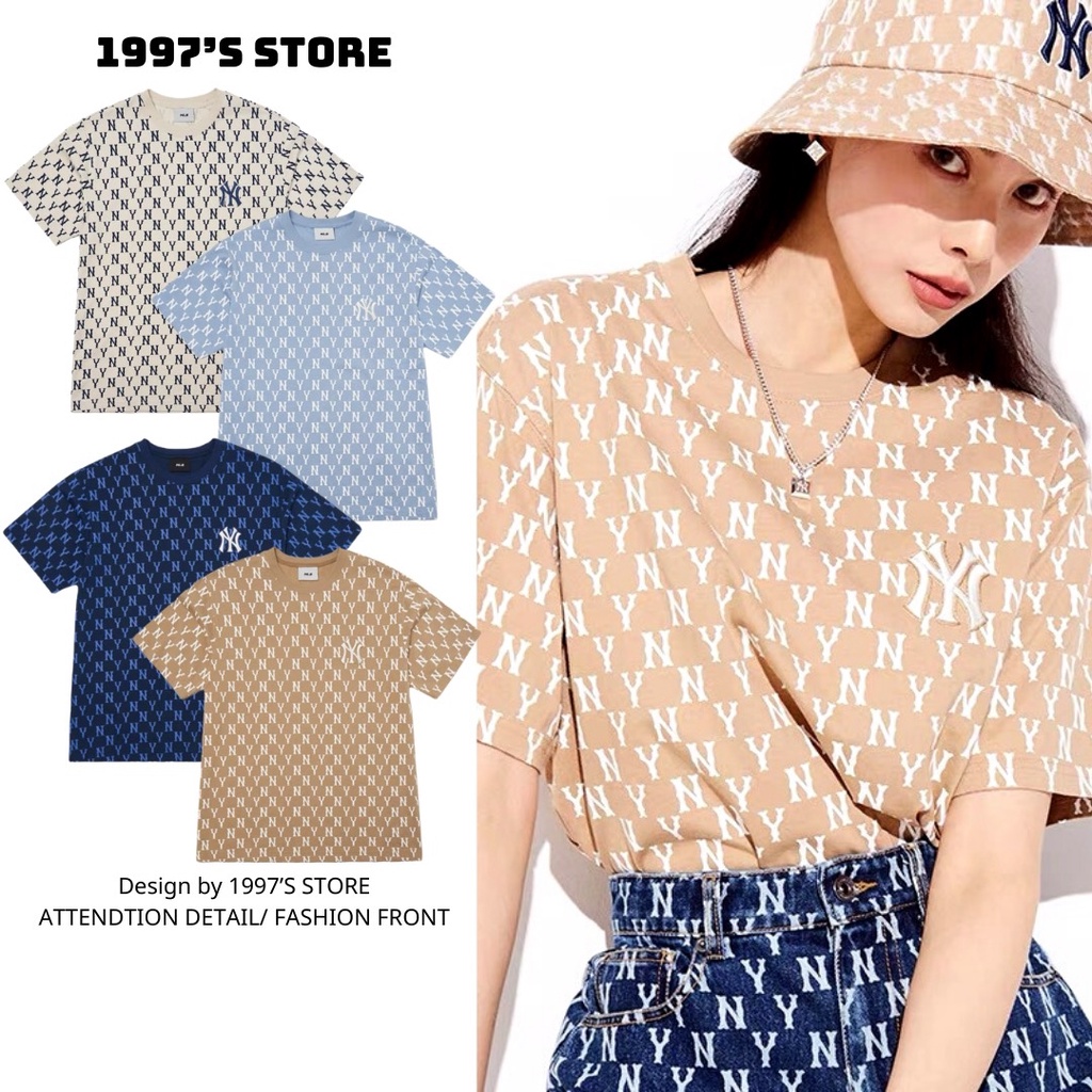 Áo thun tay lỡ form rộng nam nữ tay ngắn chữ Ny mbl xuất dư cao cấp