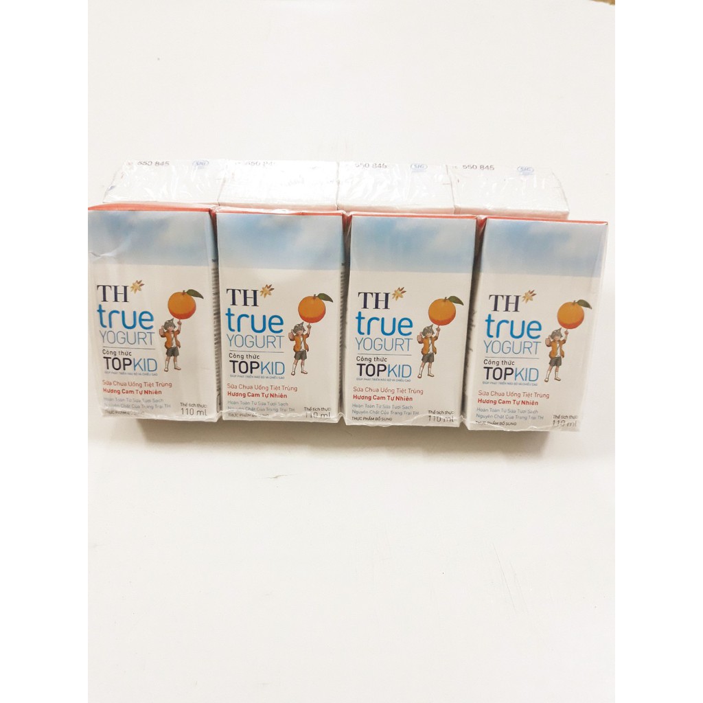 Lốc 4 Hộp 110ml Sữa Chua Uống TH True Yogurt TopKid Các Vị Dâu, Cam, Chuối