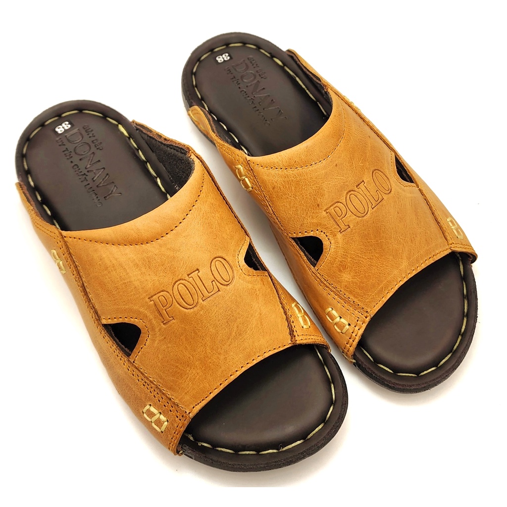 Dép su quai ngang nam da bò thật cao cấp, dép thời trang-Kinson Shop