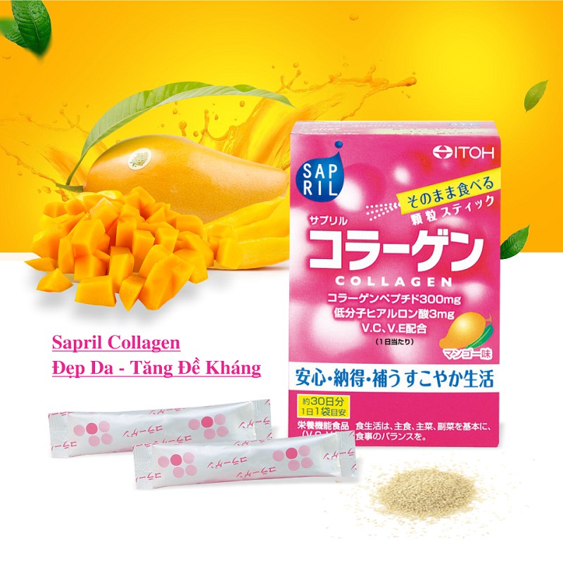 Bột uống dưỡng trắng da Itoh Sapril Collagen 60g (2g x 30 gói/hộp) | BigBuy360 - bigbuy360.vn