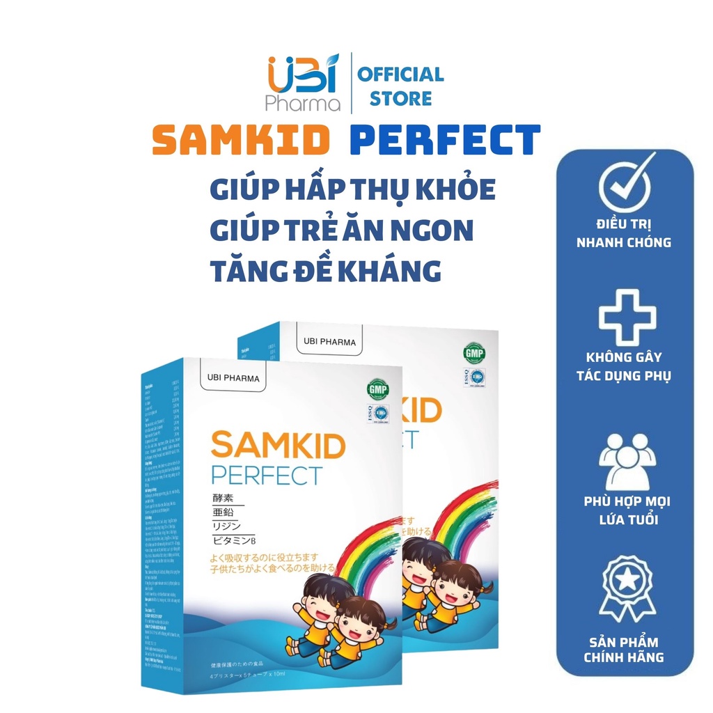 Men tiêu hóa Samkid Perfect giúp hấp thụ thức ăn, tăng cường sức đề kháng 20 ống x 10ml - UBI Official