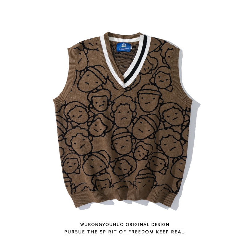 Áo len ghile sweater không tay cổ tim   form rộng phong cách Hàn Quốc nhiều màu dễ phối  không tay cổ V thời trang dành cho nam