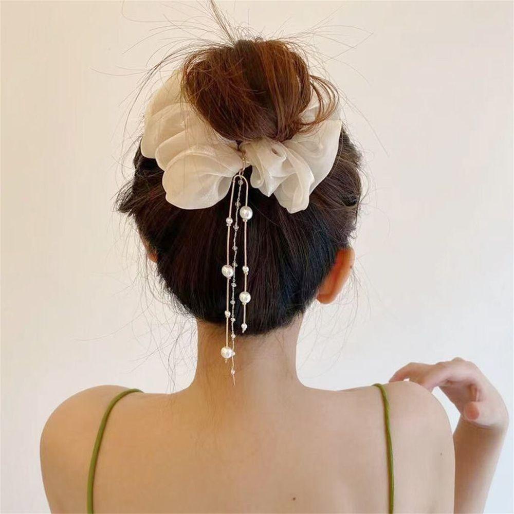 Dây Cột Tóc Co Giãn Phối Tua Rua Xinh Xắn Thời Trang
