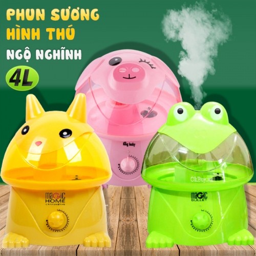 Ếch phun sương, máy phun sương tạo độ ẩm cao cấp dung tích 4 lít loại lớn hình thú đáng yêu