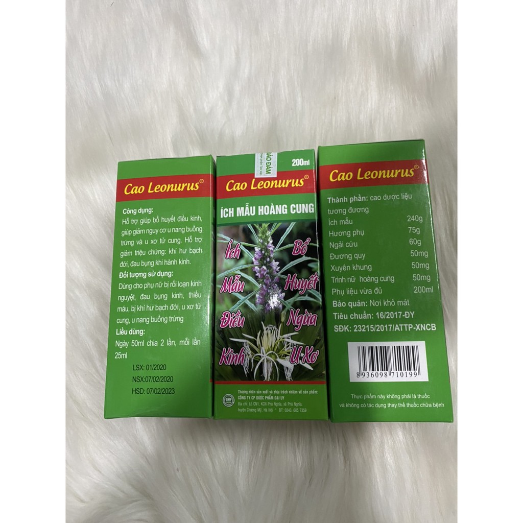 Cao Leonurus - ÍCH MẪU HOÀNG CUNG hộp 200ml - Ích mẫu điều kinh, bổ huyết ngừa u xơ