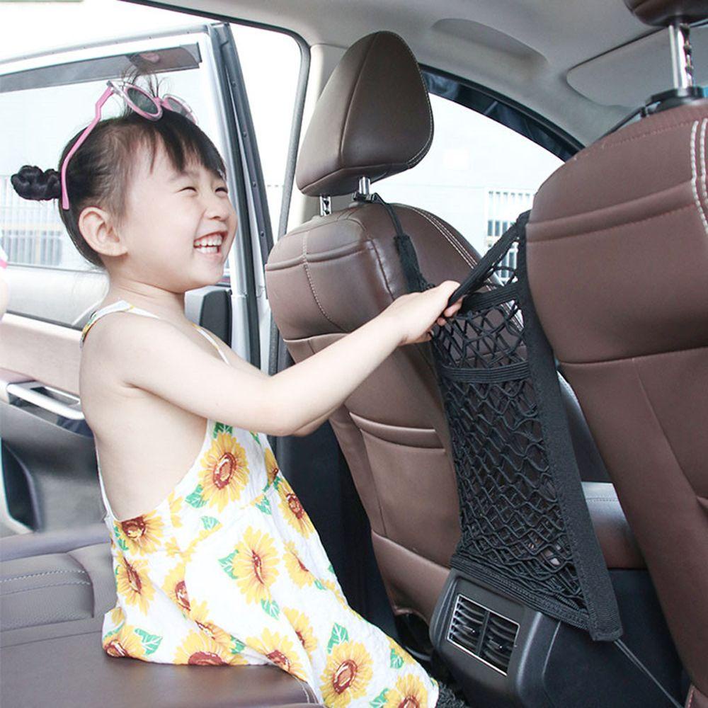 REBUY1 Túi Lưới Co Giãn 3 Tầng Đựng Vật Dụng Treo Xe Hơi