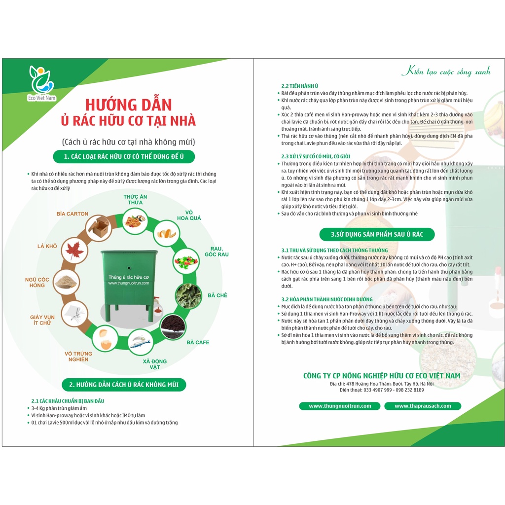 Thùng nuôi trùn quế ủ rác nhà bếp để trồng rau tại nhà ECO VIỆT NAM