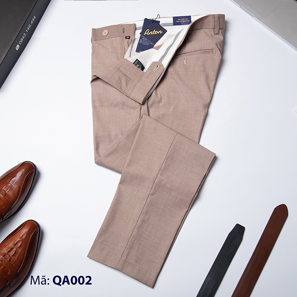 Quần Âu Nam Dáng Suông Không Xếp Ly Công Sở Màu Trắng Kem QA002