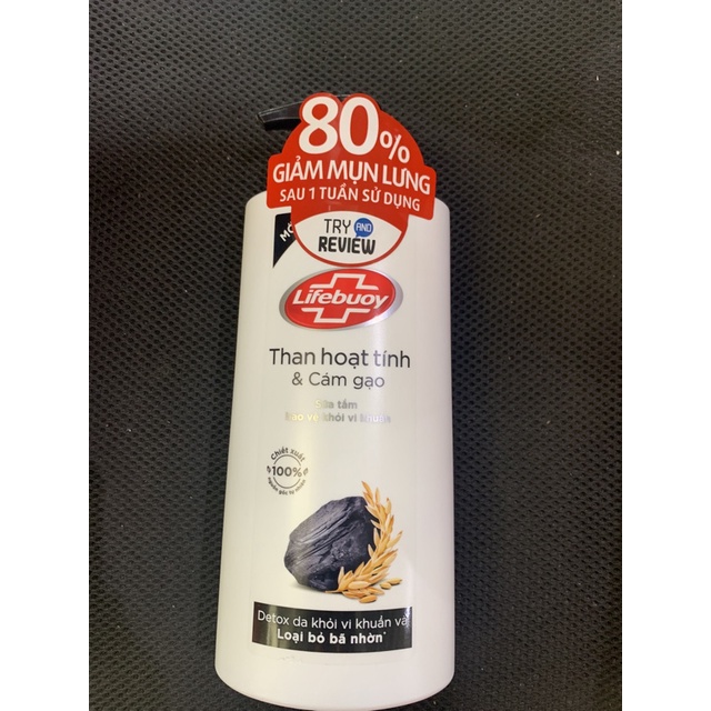 Sữa Tắm Lifebuoy 800gr Detox Và Sạch Sâu Khỏi Bụi Mịn Pm2.5 Detox 100% Từ Thiên Nhiên Diệt Khuẩn
