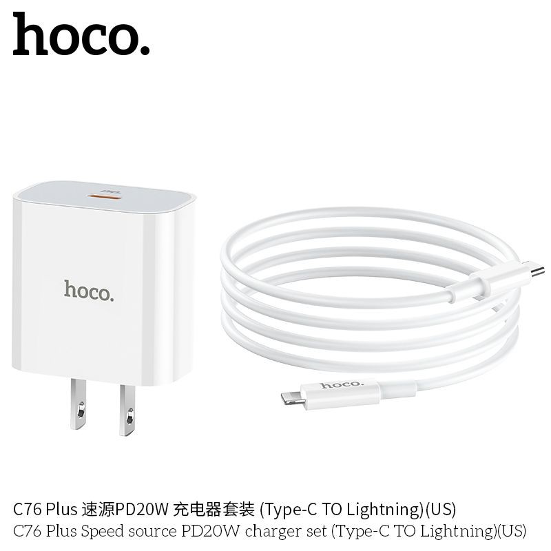 Bộ Sạc Nhanh Iphone 18W Hoco C76 New 🌈FREESHIP🌈 Hỗ Trợ Sạc Nhanh QC3.0, PD3.0 - Bảo Hành 12 Tháng