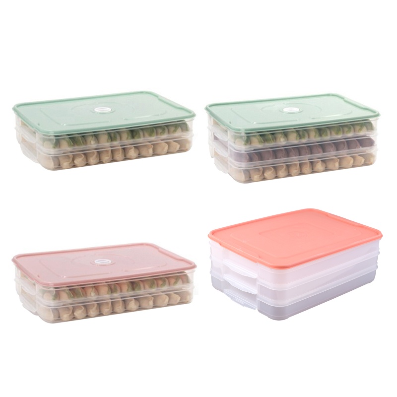 Khay Đựng Bánh Bao Nhiều Tầng Bằng Nhựa Có Nắp Đậy Xếp Chồng Được Cho Tủ Lạnh Nhà Bếp