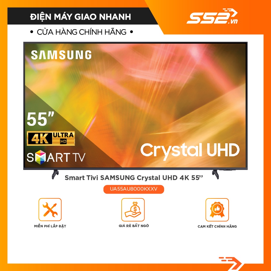 Smart Tivi Samsung Crystal UHD 4K 55 inch UA55AU8000KXXV - Bảo Hành Chính Hãng