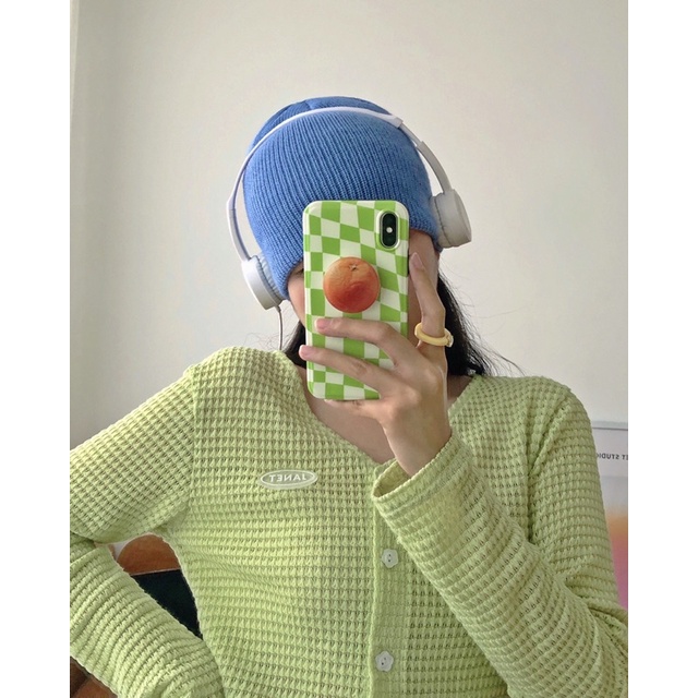 JANET STUDIO • Áo logo nút hoa màu xanh lá