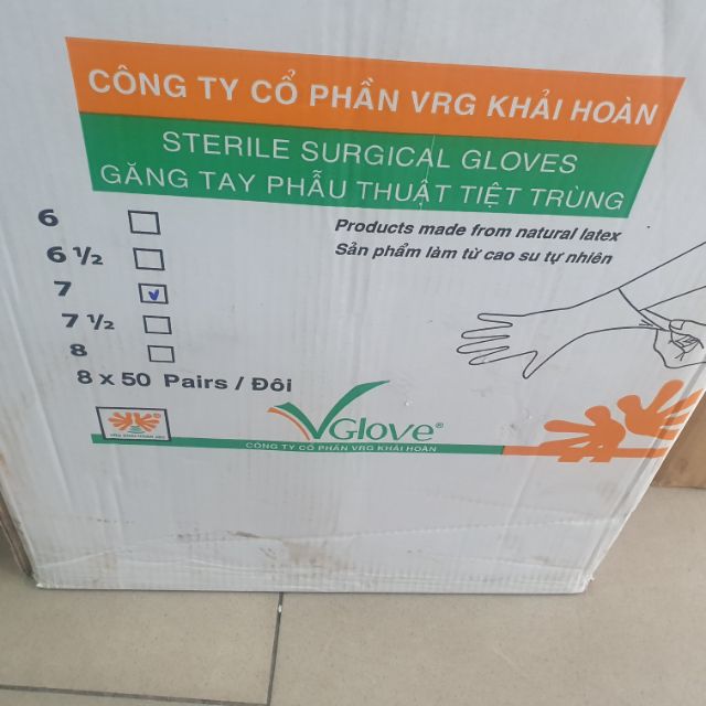 Combo 10 hộp găng phẫu thuật tiệt trùng số 7( hộp 50 đôi)