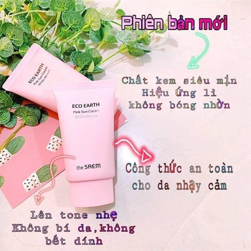 Kem Chống Nắng The Saem Eco Earth Power Pink (SPF 50+/PA)++++