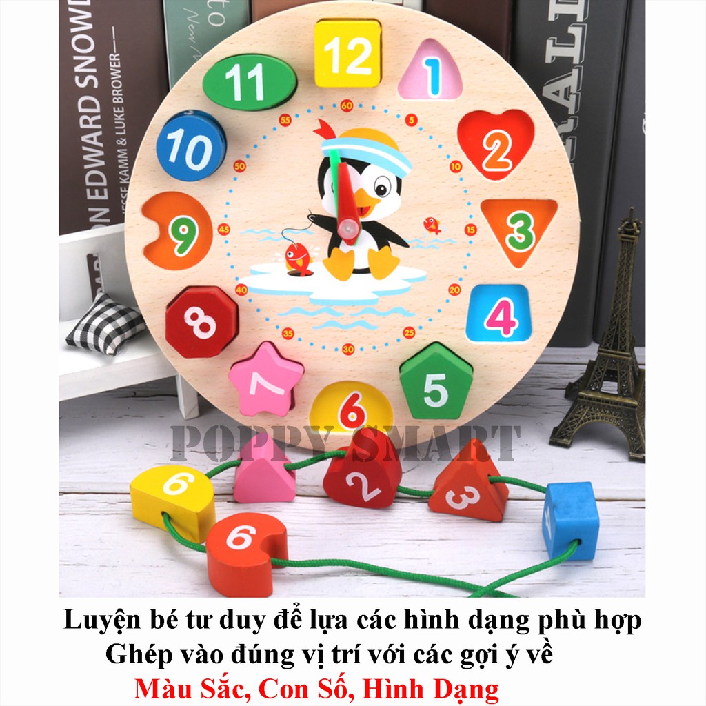 Đồ Chơi Gỗ Đồng Hồ Xâu Hạt Phát Triển Kỹ Năng Cho Bé