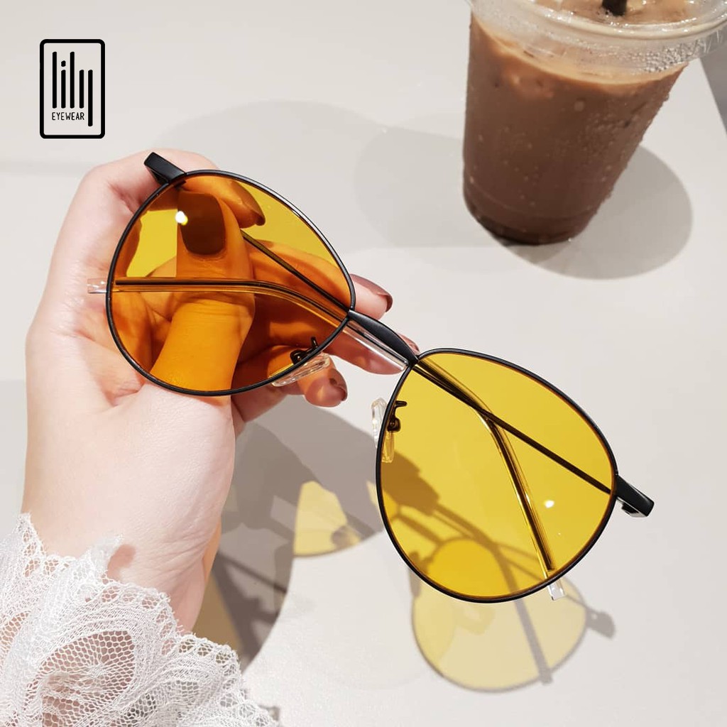 Kính mát nam nữ Lilyeyewear mắt tròn thời trang gọng thanh mảnh nhẹ nhàng thoải mái NB032