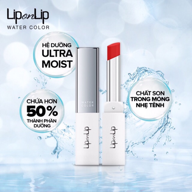 Son đẹp không vỏ Lip On Lip Water Color 2.2g đủ màu: cam đỏ, hồng mận, đỏ mọng, cam đào, hồng đỏ