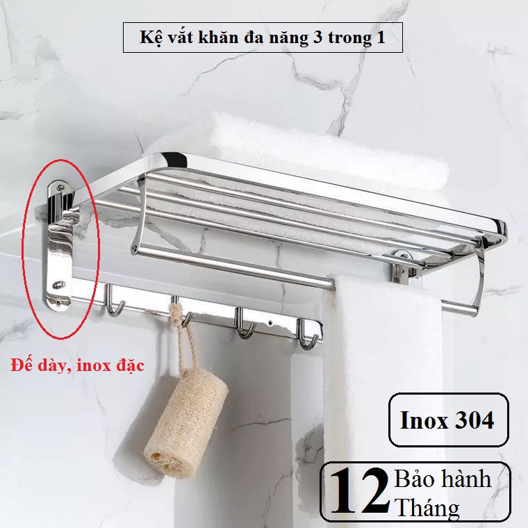 Kệ vắt khăn phòng tắm gấp đứng Cao Cấp inox 304, Kệ vắt quần áo SÁNG BÓNG bảo hành 12 tháng