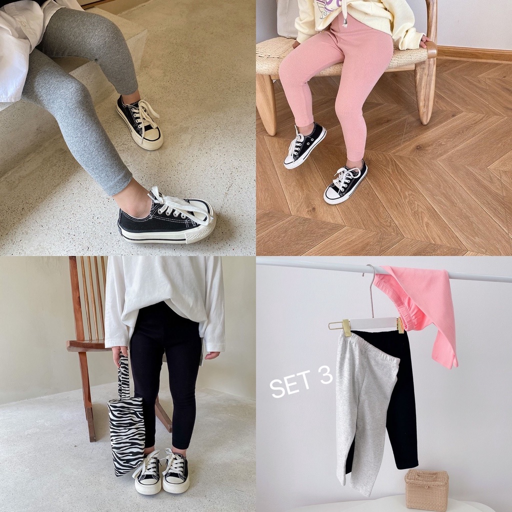 Quần legging trơn 3 bé gái