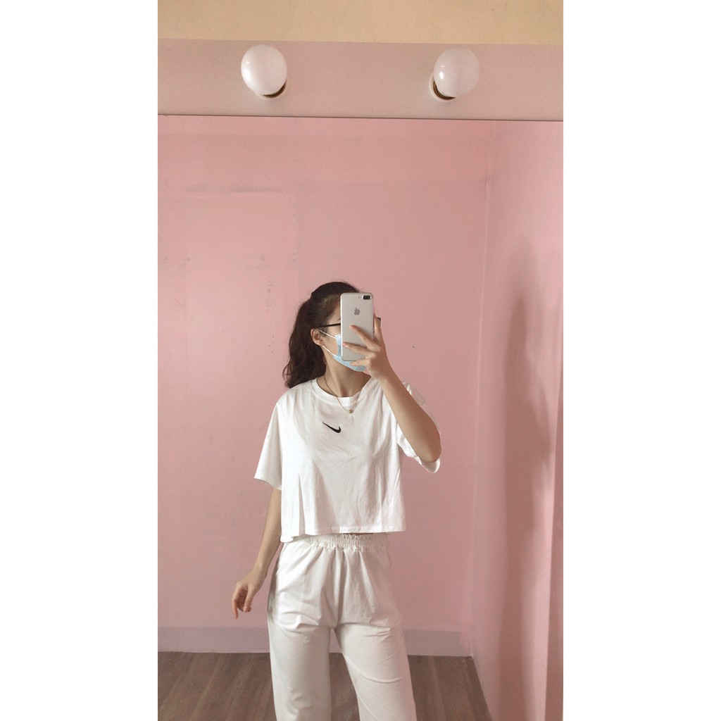 [ BTS92] Mẫu áo CRT NIKIE thêu LOGO mẫu mới cực xinh, áo thun nữ , ngang eo, áo croptop cổ trụ | BigBuy360 - bigbuy360.vn