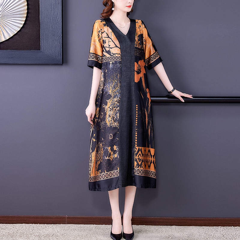 Đầm Dự Tiệc Dáng Rộng Cỡ Lớn Thời Trang Mùa Hè Hàng Mới Cho Nữ Trung Niên Cỡ Lớn 2022