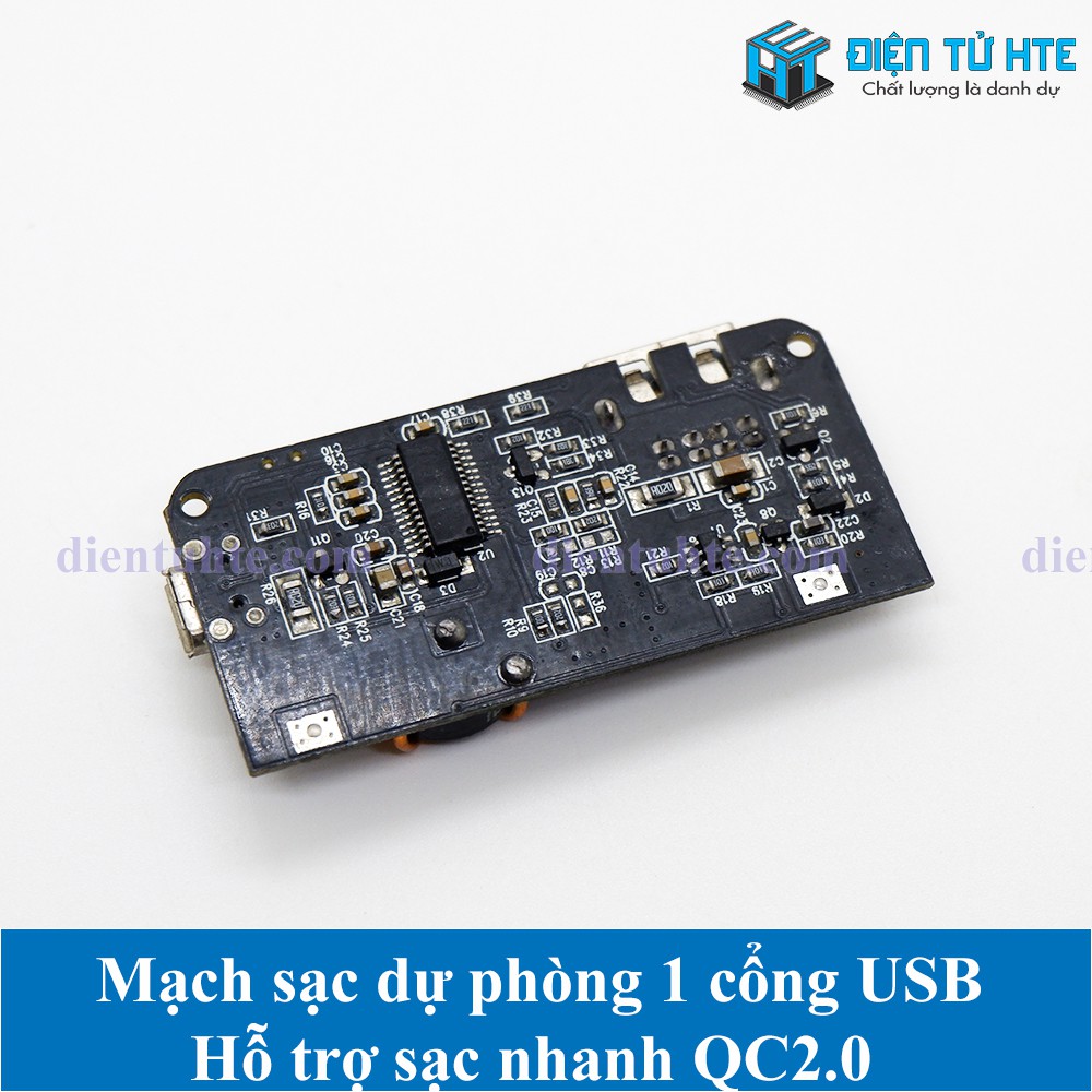 Mạch Pin dự phòng 1 cổng USB 2 chiều hỗ trợ sạc nhanh QC2.0/3.0 - đầu vào MicroUSB QC2.0/3.0 - HTE PLK CN2