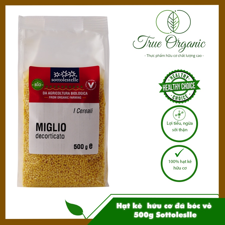 Hạt kê vàng hữu cơ đã bóc vỏ hạt kê nấu cháo 500g Sottolestlle Organic