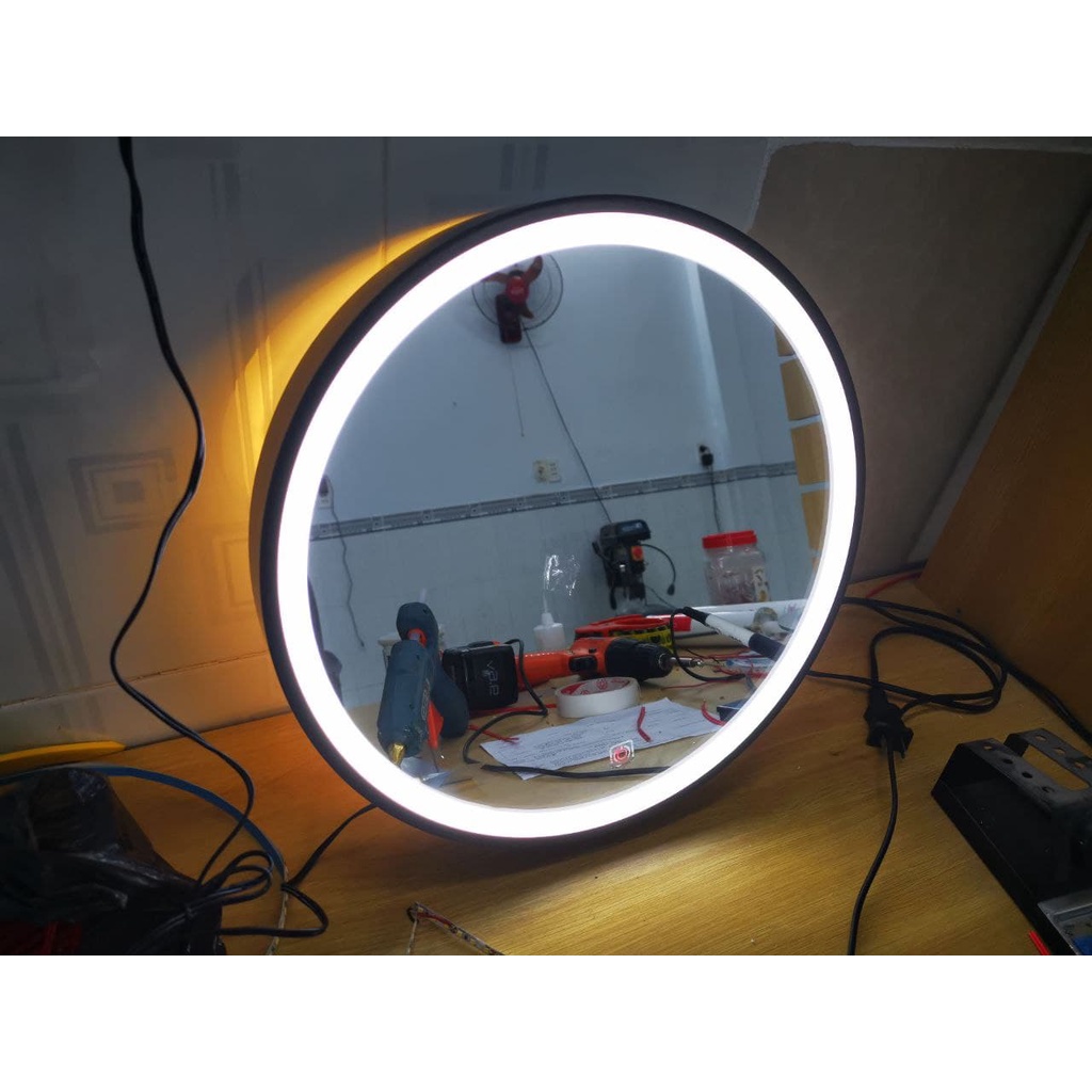 Gương LED, Gương LED cảm ứng treo tường, Khung Kim Loại, Sơn Tĩnh Điện Chống Bong Tróc, Màu Đen Mờ (Đen Nhám) Sang Trọng