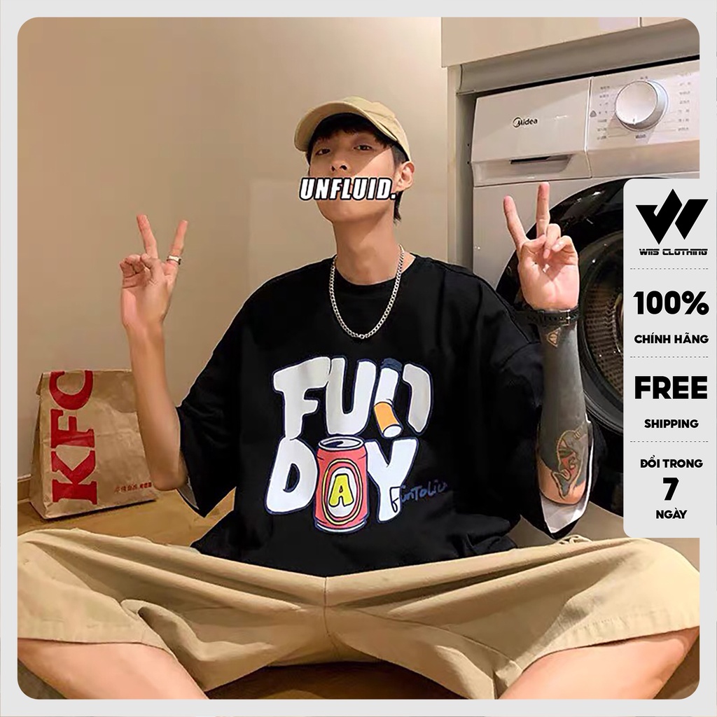 Áo thun tay lỡ unisex form rộng WIIS FunDay phông rộng nam nữ phong cách oversize ulzzang