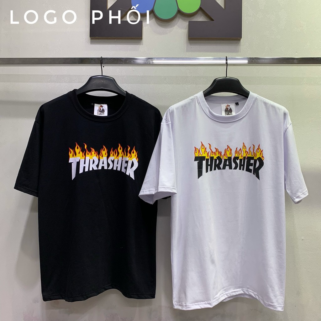 Áo thun Thrasher logo hồng Áo thun tay lỡ Nam nữ KUN SHOP