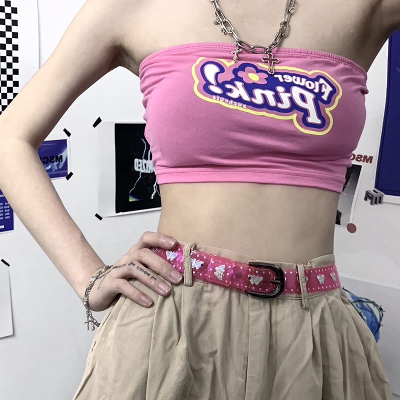 Thắt lưng họa tiết bướm màu laser trong suốt thời trang