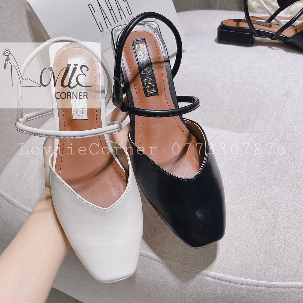 GIÀY NỮ LOVIIECORNER- SANDAL NỮ THỜI TRANG BÍT MŨI ĐẾ VUÔNG 3 CM MŨI TÙ HỞ HẬU QUAI NGANG CHÉO DA MỀM S211104