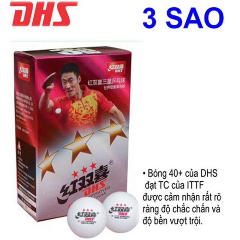 HỘP BÓNG BÀN DHS ( hộp 6 quả)  3 sao tiêu chuẩn thi đấu