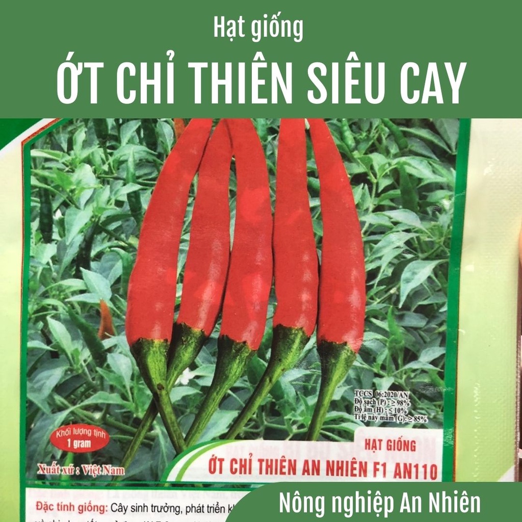 1g Hạt giống ớt Chỉ Thiên Siêu Cay F1 AN110, sai quả dễ trồng